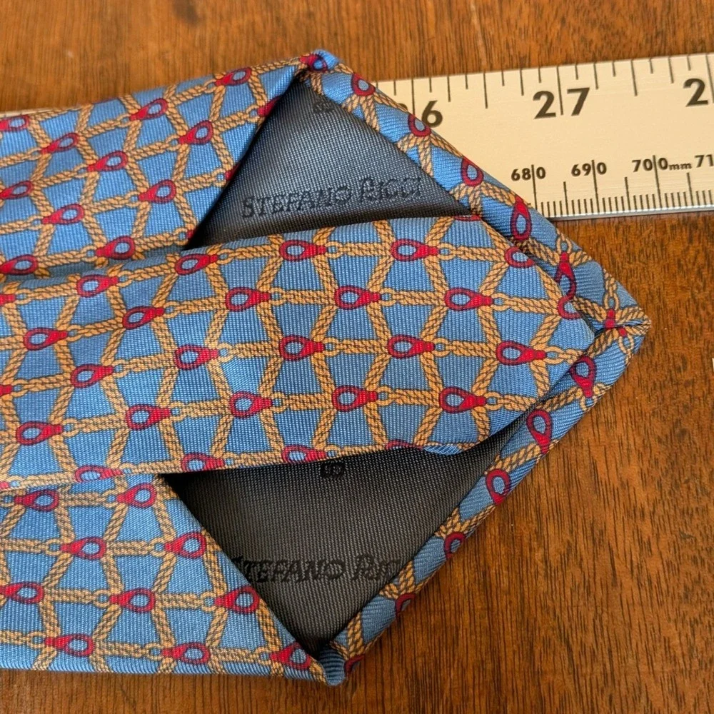 Stefano Ricci For Saks Fifth Avenue‎ $350 Silk Tie Blue Rope Chain Made in Italy